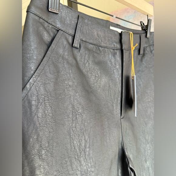New Backyard Roses High Waisted Wide Leg Faux Leather Pants Women’s Small Black - Picture 3 of 6